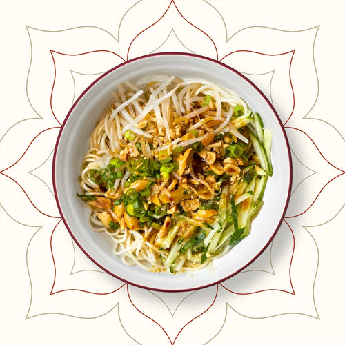 Cold Noodle Bowl with sesame dressing, bean sprouts and fresh vegetables – authentic Chinese street food from Wok Manifesto Newcastle.