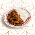 Shandong Yellow Braised Chicken – tender chicken braised in fermented soybean sauce with mushrooms and peppers, authentic Chinese comfort food at Wok Manifesto Newcastle.